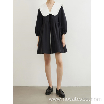 100% Poly Doll Neck Bubble Sleeve Dress